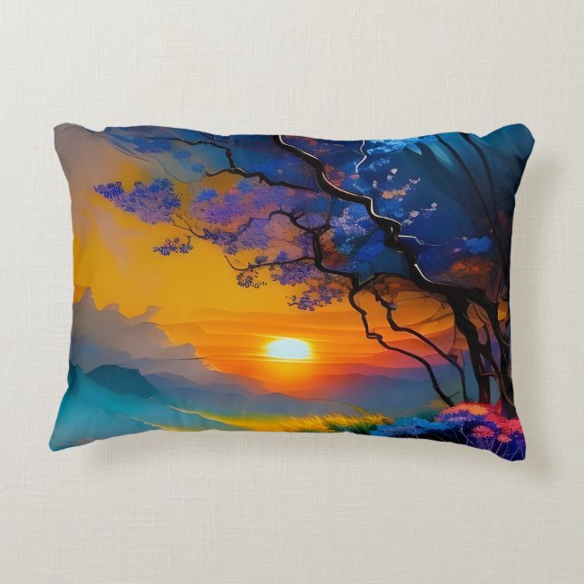 Gorgeous Sunrise over pond  Accent Pillow (Back)