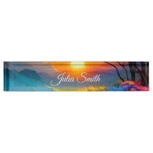 Gorgeous Sunrise over pond  Desk Name Plate