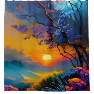 Gorgeous Sunrise over pond Shower Curtain