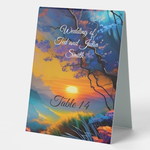 Gorgeous Sunrise over pond  Table Tent Sign