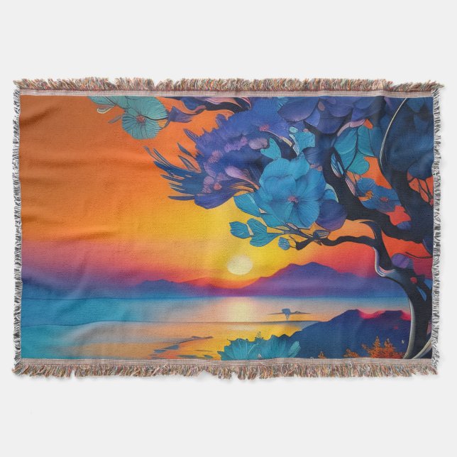 Gorgeous Sunrise over pond  Throw Blanket (Front)