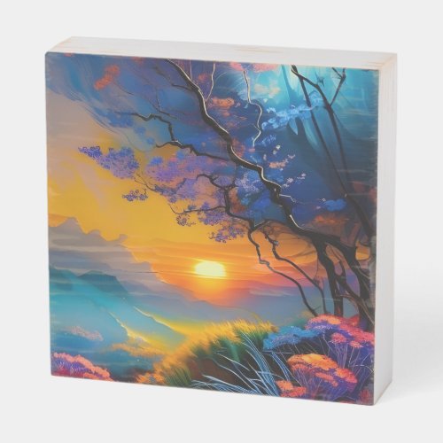 Gorgeous Sunrise over pond  Wooden Box Sign