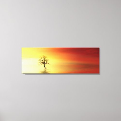 Gorgeous Sunset and Lonely Tree on River Canvas Print