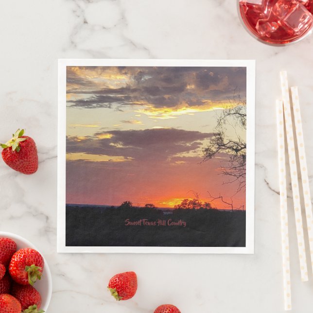 Gorgeous Sunset Texas Hill Country Paper Dinner Napkins (Insitu)