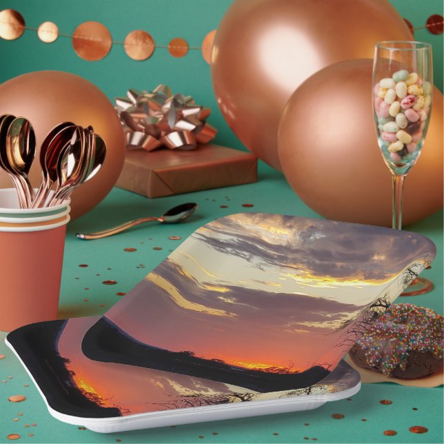 Gorgeous Sunset Texas Hill Country Paper Plates (Multi)
