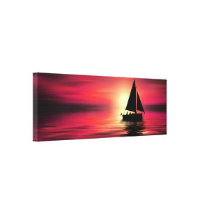Gorgeous Sunset with Sailboat on Canvas Print