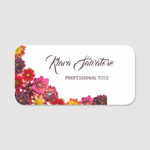 Gorgeous Sweet Amazing Colorful Flowers Name Tag