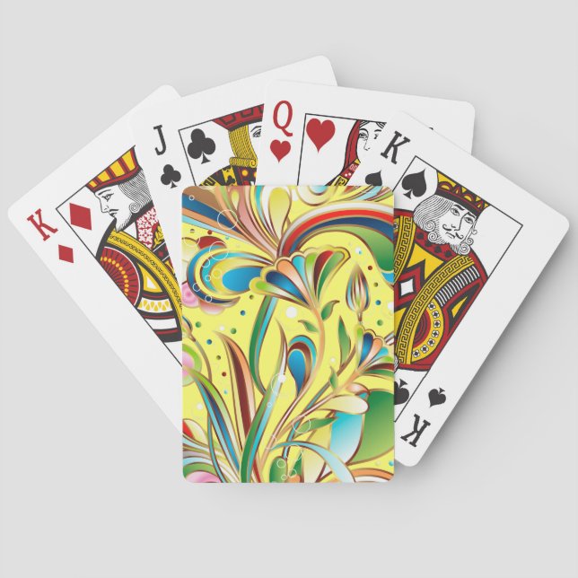 Gorgeous swirling floral pattern poker cards (Back)