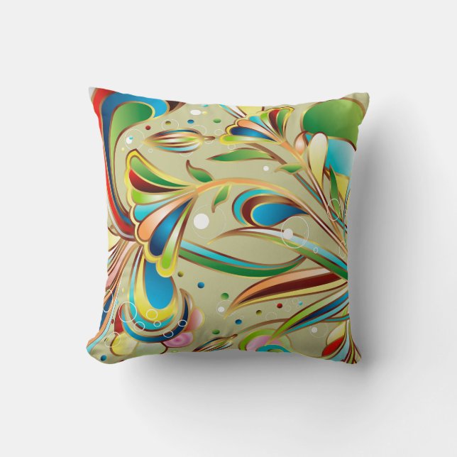 Gorgeous Swirling Flowers Throw Pillow (Front)