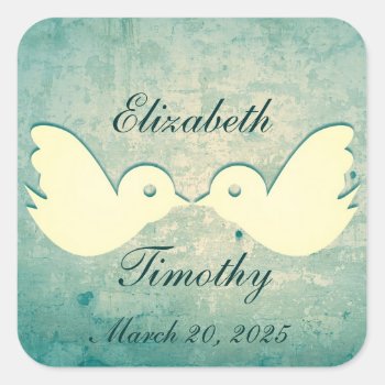 Gorgeous Teal Birdcage Wedding Stickers by youreinvited at Zazzle