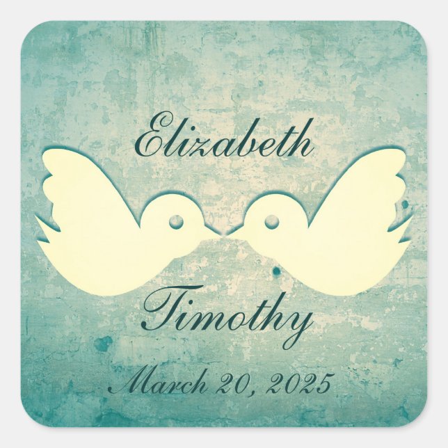 Gorgeous Teal Birdcage Wedding Stickers (Front)