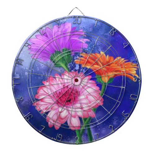 Gorgeous Three Color Gerberas _ Migned Art Drawing Dart Board