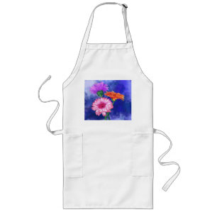 Gorgeous Three Color Gerberas - Migned Art Drawing Long Apron