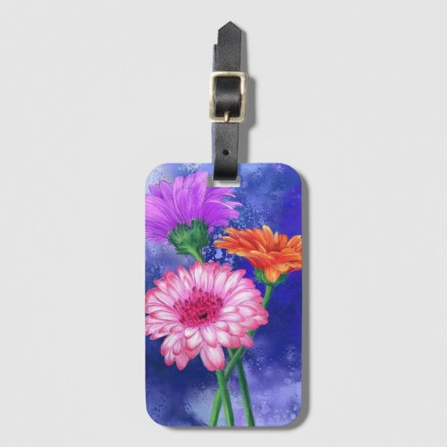 Gorgeous Three Color Gerberas _ Migned Art Drawing Luggage Tag
