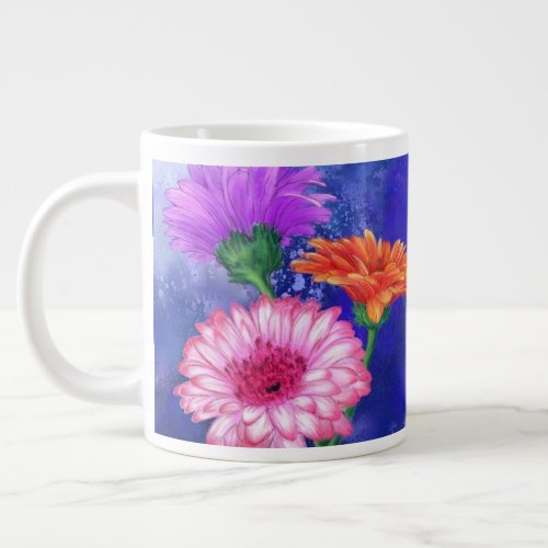 Gorgeous Three Color Gerberas _ Migned Drawing Art Giant Coffee Mug