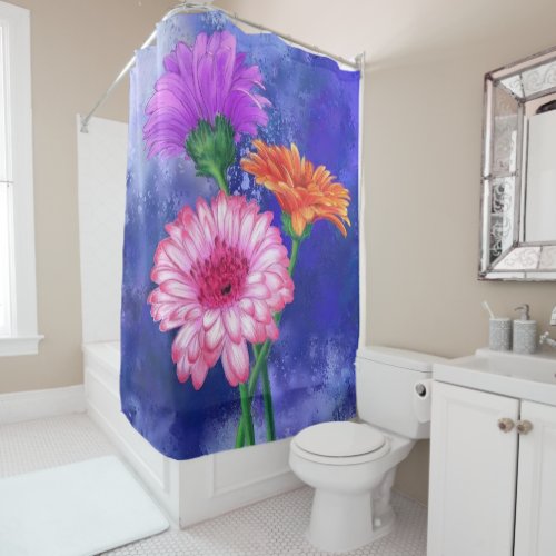 Gorgeous Three Color Gerberas Shower Curtain