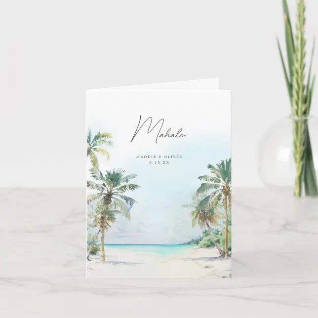 Gorgeous Tropical Beach Island Destination Wedding Thank You Card | Zazzle