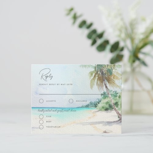 Gorgeous Tropical Beach Island Wedding Reply Card