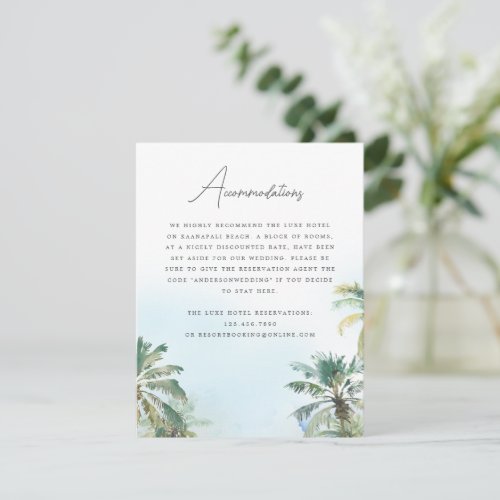 Gorgeous Tropical Beach Wedding Enclosure Card