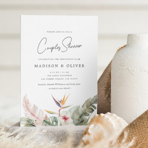 Gorgeous Tropical Botanical Wedding Couples Shower Invitation