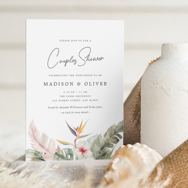 Gorgeous Tropical Botanical Wedding Couples Shower Invitation (Creator Uploaded)