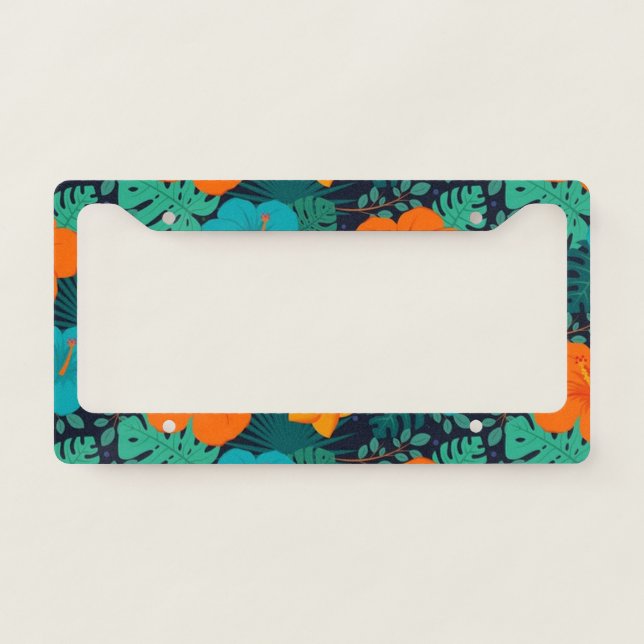 Gorgeous Tropical Exotic Floral License Plate Frame (Front)