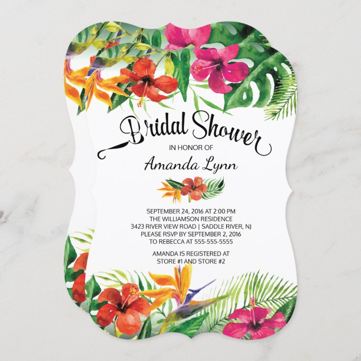 Tropical Flower Bridal Shower Invitation Zazzle