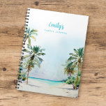 Gorgeous Tropical Island Beach w/ Name Notebook<br><div class="desc">This lovely journal features a watercolor tropical island beach scene with your name and text on the front. This sweet notebook makes a wonderful birthday gift or back-to-school gift! It also makes a great travel journal.</div>