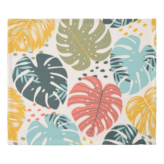 Gorgeous Tropical Monstera Leaves Duvet Cover (Front)