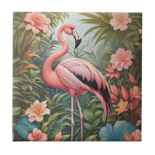 Gorgeous Tropical Pink Flamingo Bird Ceramic Tile