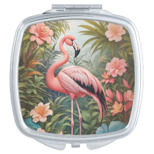 Gorgeous Tropical Pink Flamingo Bird Compact Mirror