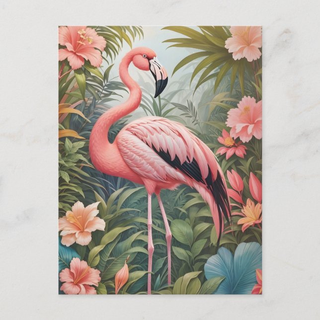 Gorgeous Tropical Pink Flamingo Bird Postcard (Front)