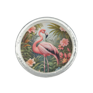 Gorgeous Tropical Pink Flamingo Bird Ring
