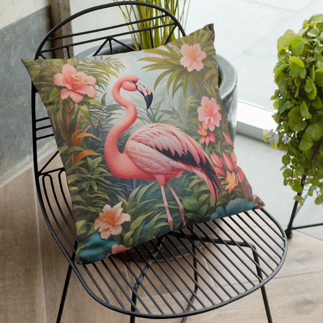Gorgeous Tropical Pink Flamingo Bird Throw Pillow (Creator Uploaded)