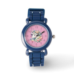 Gorgeous Unicorn & Flowers Watch