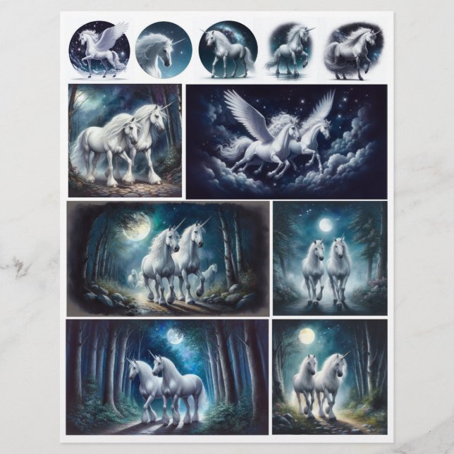 Gorgeous Unicorns and Pegasus on Blue (Front)