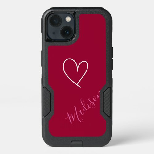 Gorgeous valentine heart red monogram design iPhone 13 case