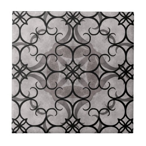 Gorgeous victorian gothic pattern gray and black tile