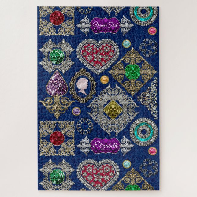 Gorgeous Victorian Jewelry Brooch Gemstone Collage Jigsaw Puzzle (Vertical)