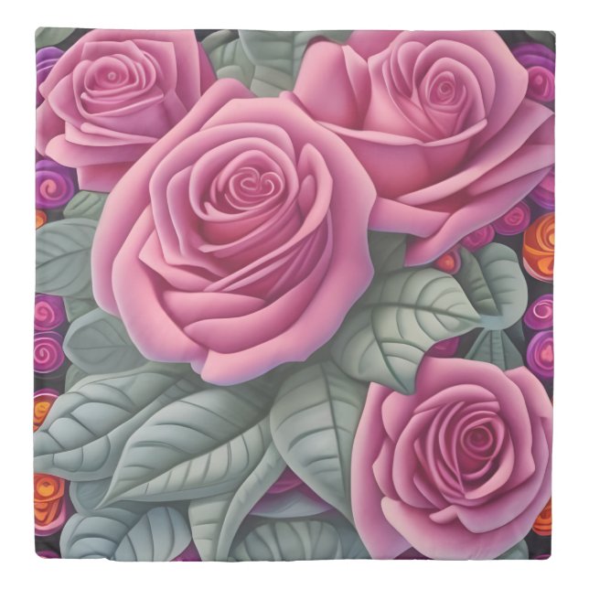 Gorgeous Victorian Pastel Pink Rose Print Duvet Cover (Front)