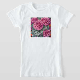 Gorgeous Victorian Pastel Pink Rose Print T-Shirt