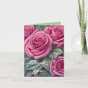 Gorgeous Victorian Pastel Pink Rose Print Thank You Card