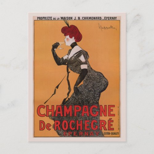 Gorgeous vintage art nouveau French champagne ad Postcard