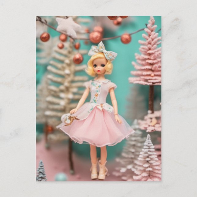 Gorgeous Vintage Doll Christmas Postcard (Front)