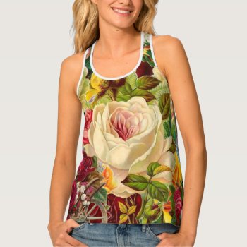 Gorgeous Vintage Flowers And Roses Tank Top by SimpleElegance at Zazzle