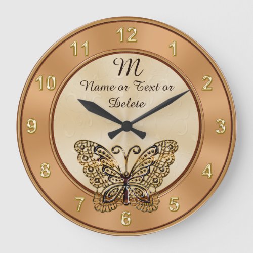 Gorgeous Vintage Gold Butterfly Clock PERSONALIZED