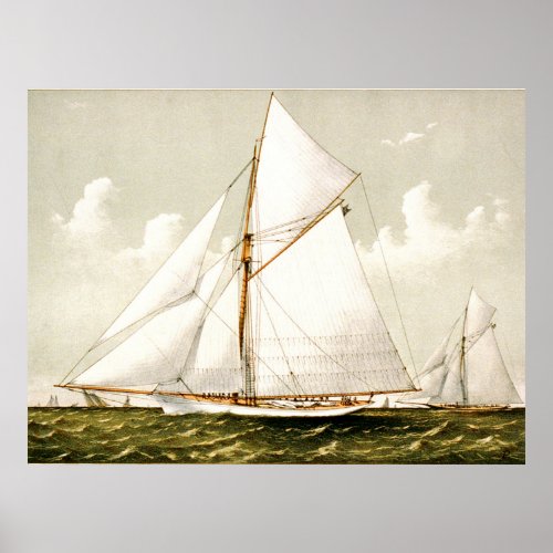 Gorgeous Vintage Nautical Art of Sail boats Poster