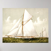 Gorgeous Vintage Nautical Art of Sail boats Poster