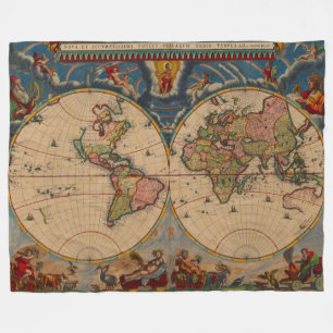 Gorgeous Vintage old world Map Fleece Blanket