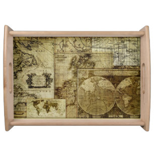 Gorgeous Vintage old world Maps Serving Tray